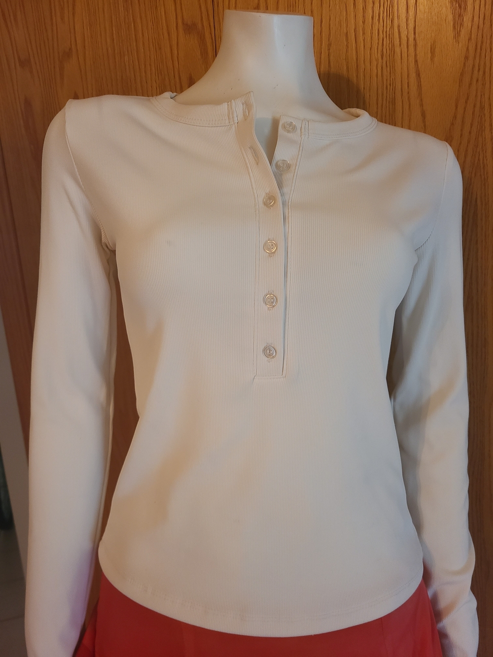 Women’s Cream Long-Sleeve Henley Top